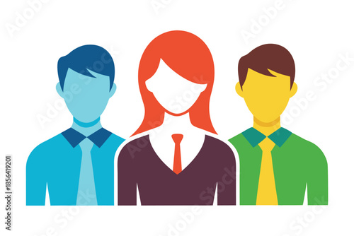 Group of business people silhouette on white background