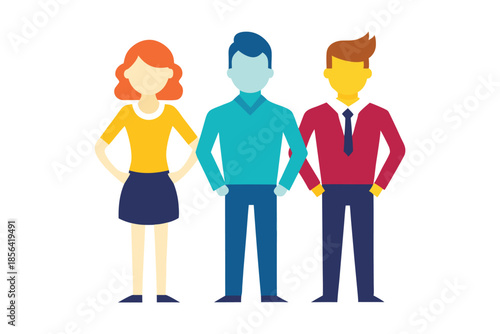 Leadership and business team silhouette isolated on white background