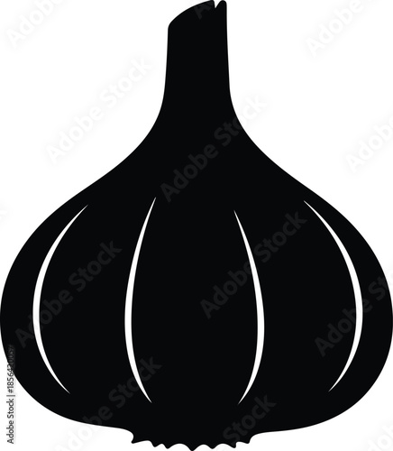 Silhouette of a whole garlic bulb with cloves Vector Illustration