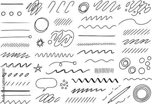 Assorted Hand-Drawn Scribble Vector Elements for Design