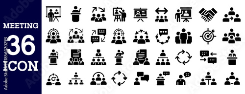 Meeting icon set. Conference and team symbol.