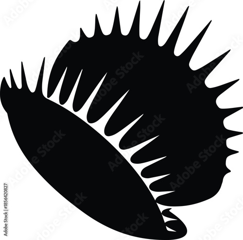 Silhouette Venus Flytrap Carnivorous Plant Icon Design Vector Illustration