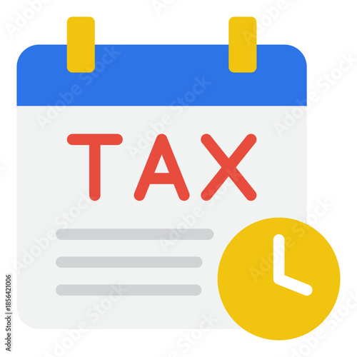 Tax Calendar Icon with Clock