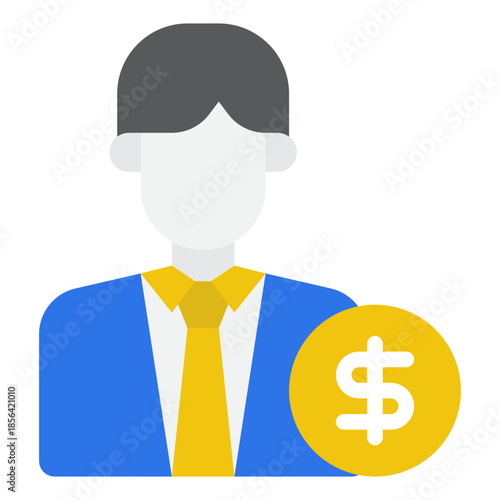 Businessman Icon with Dollar Coin