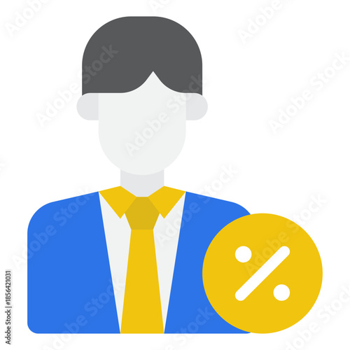 Businessman with Discount Tag Icon