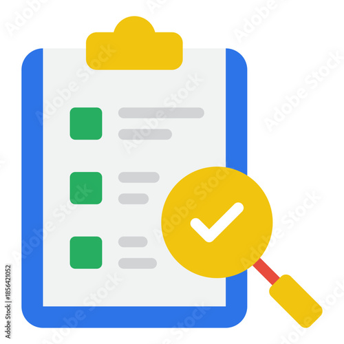 Clipboard with Checklist and Magnifying Glass