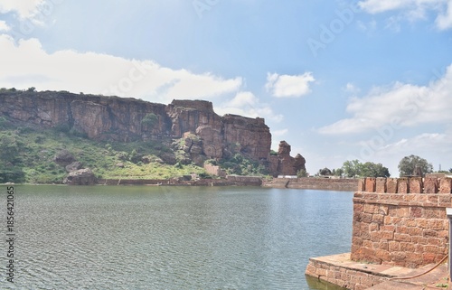 View of the Badami cave temples in Karnataka