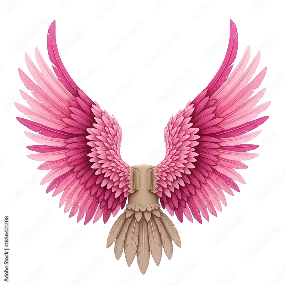 Obraz premium Vibrant pink feathery wings with brown base