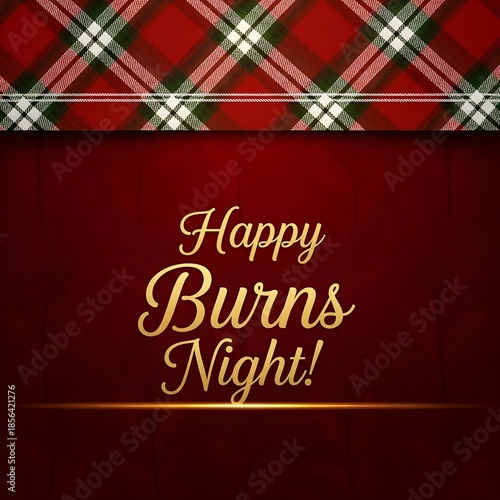 Happy burns night celebration with traditional tartan pattern