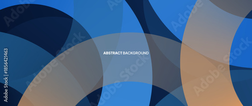 Abstract background with overlapping and randomly arranged curved patterns in blue and light orange colors