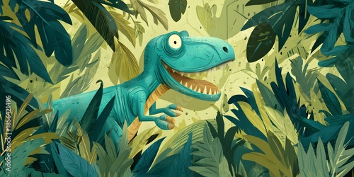 Cartoon colored dinosaur animal illustration
