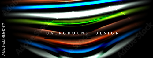 Abstract colorful lines create dynamic background. Bright gradients, smooth curves, modern design elements present. Bold text overlay visible.
