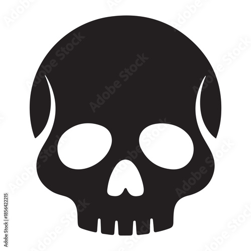 Clean Minimalist Human Skull Vector Illustration in Flat Style, Perfect for Gothic Graphic Design, Medical Anatomy Projects, and Artistic Prints