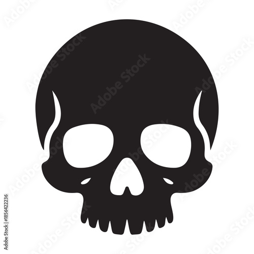 Minimalist Human Skull Vector Illustration with Clean Flat Design and Geometric Lines, Modern Anatomical Symbol for Medical Science, Gothic Art, or Creative Logo Design