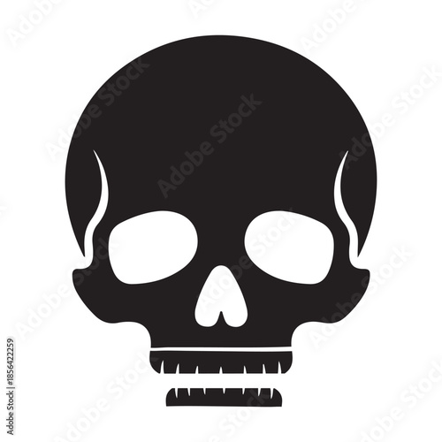 Minimalist Human Skull Vector Illustration in Modern Flat Design Style, Clean Anatomical Bone Graphic for Creative Branding, Medical Science, or Halloween Decor