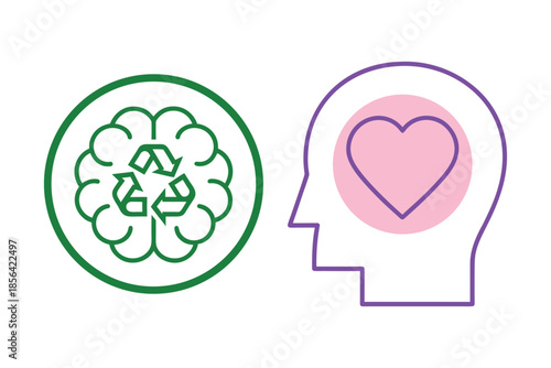 Brain And Heart Connection Concept Illustrating Wellbeing And Mindfulness