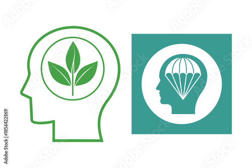Mindfulness Concepts With Leaves And Skydiving Icon Vector Illustration