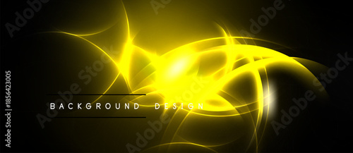 Bright yellow energy flows, abstract design. Dark background emphasizes glowing lines, creating dynamic visual impact. Modern aesthetic.