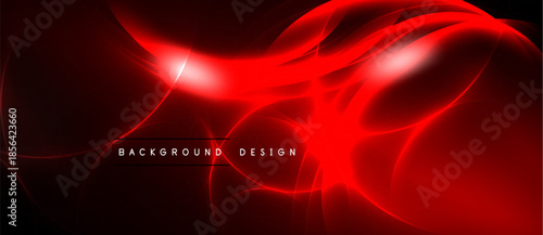 Abstract red design. Glowing lines create dynamic energy, flowing shapes against dark background. Modern visual element.