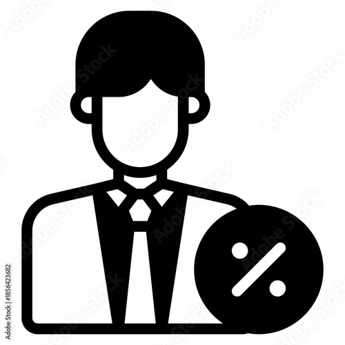 Businessman with Discount Percentage Icon