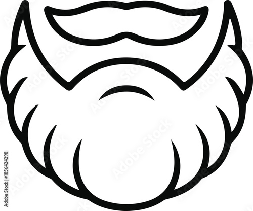Beard and Mustache Line Icon Logo, Minimal black line illustration of a beard and mustache icon, representing masculinity, barber culture, grooming, and male style branding concepts.

