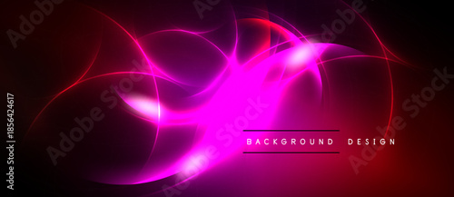 Abstract pink energy flows over dark background. Bright lines create dynamic, modern visual effect. Design elements suggest movement, power.