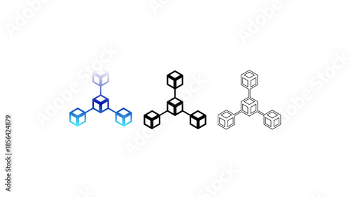 3D Blockchain Icon Vector, Digital Cryptocurrency Network, Crypto Ledger and Technology Concept, Isolated on Transparent Background for Web, App, Logo