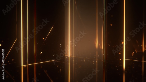 Abstract golden light streaks on dark background for modern design projects