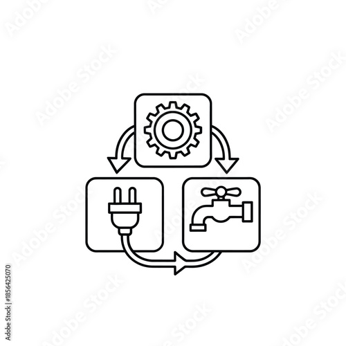 Energy water and electrical systems a circular process illustrated with icons