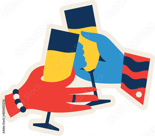 New Year Illustration Cheers Drinking Celebration