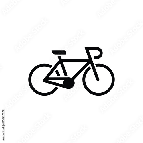 Simple black and white illustration of a classic bicycle design