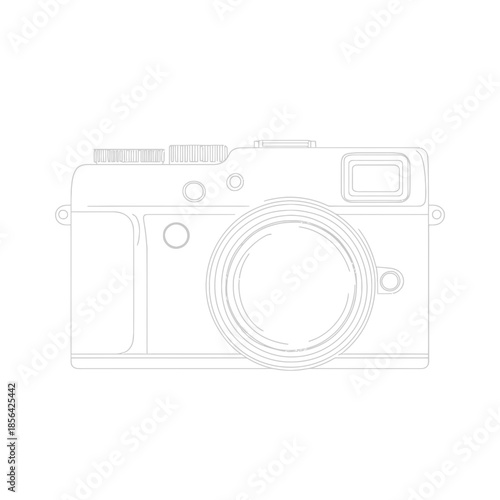 Minimalist camera illustration vector outline of classic photographic device