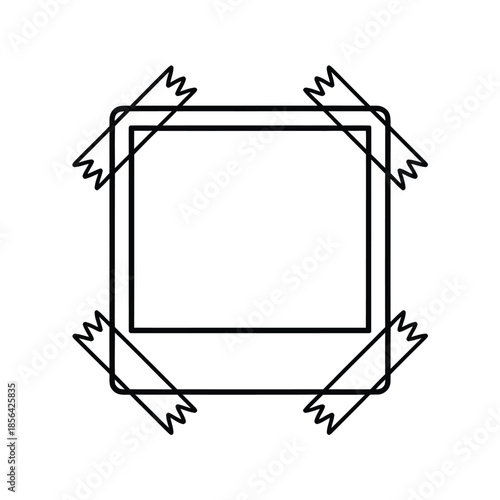A simple black and white illustration of a square frame with jagged corners