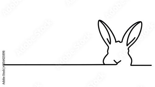 Minimalist single line drawing of a rabbit head and partial body