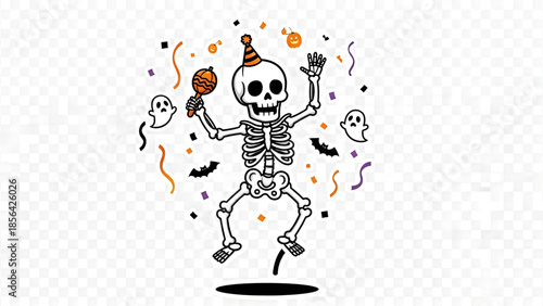 Basketball Player Skeleton Shooting a Ball to the Hoop