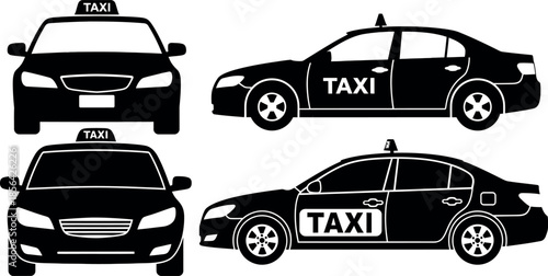 Taxi cab silhouette set illustration