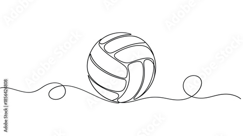 Simple line art illustration of a volleyball showcasing a sporty aesthetic
