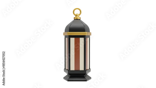 Modern Striped Lantern with Gold Accent