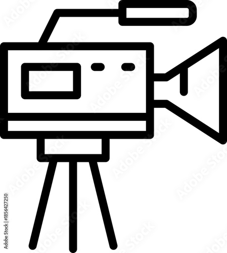 Camcorder Line Icon – Video Recording Device, Camcorder Outline Icon – Movie & Film Camera, Camcorder Vector Icon – Video Production Equipment