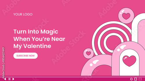 Valentine's Day Thumbnail Design with Flat Cartoon Hand Drawn Illustration