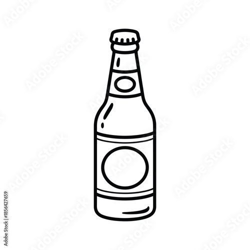 Simple outline drawing of a classic glass beer bottle with a cap