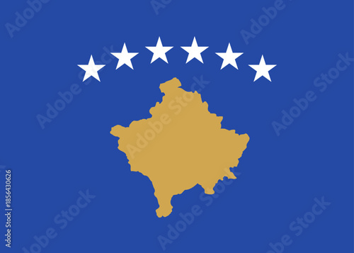 Kosovo flag displayed in official colors with accurate dimensions and aspect ratio. Vector flag representing national identity, heritage, patriotism, authority, and state symbolism.
