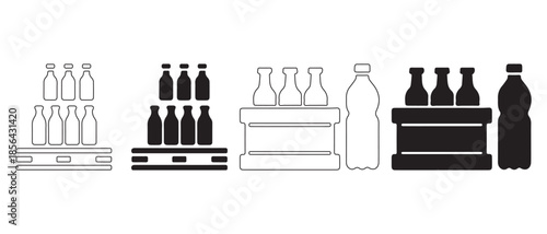 Assorted Beverage Bottles and Containers on Display.