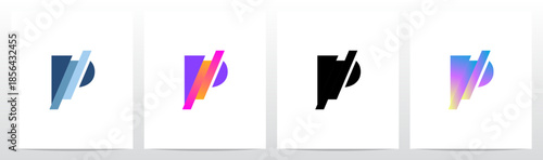 Stripes Diagonal Cut Letter in Half Initial Logo Design P