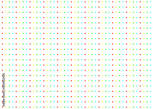 Vibrant abstract grid pattern with small, colorful square elements arranged on a pristine white background for modern design