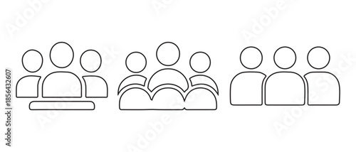 Diverse Group Icons Representing People, Teams, and Communities on White Background.