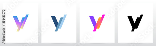 Stripes Diagonal Cut Letter in Half Initial Logo Design V