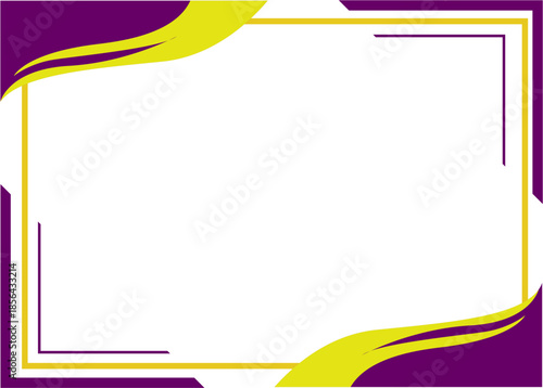 Elegant modern purple and yellow wave border frame for certificates invitations and festive design projects
