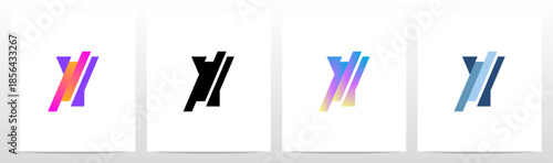 Stripes Diagonal Cut Letter in Half Initial Logo Design Y