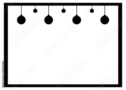 Stylish black border with hanging festive ornaments, ideal for invitations, banners, and elegant design templates